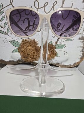 Cream Frame Sunglasses with Purple Gradient Lenses